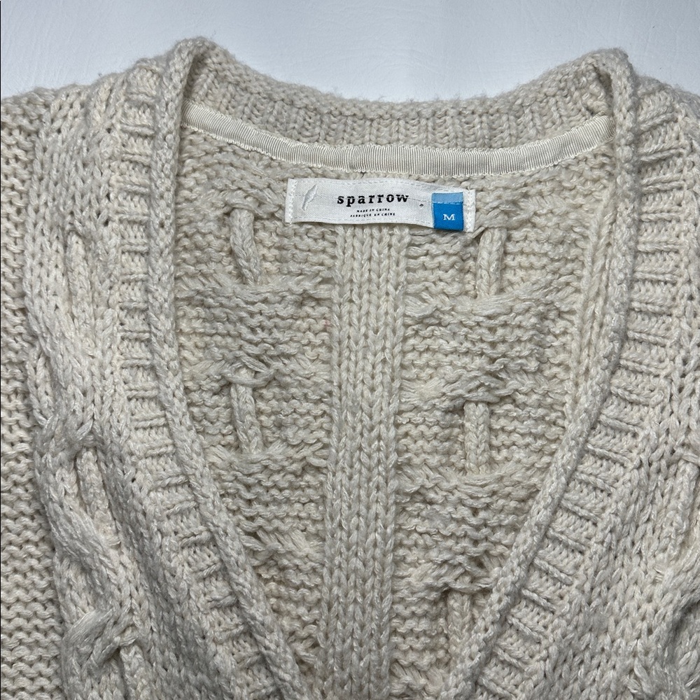 Anthropologie Sparrow Stitchy Peplum button cardigan tie waist wool blend M - Picture 5 of 11